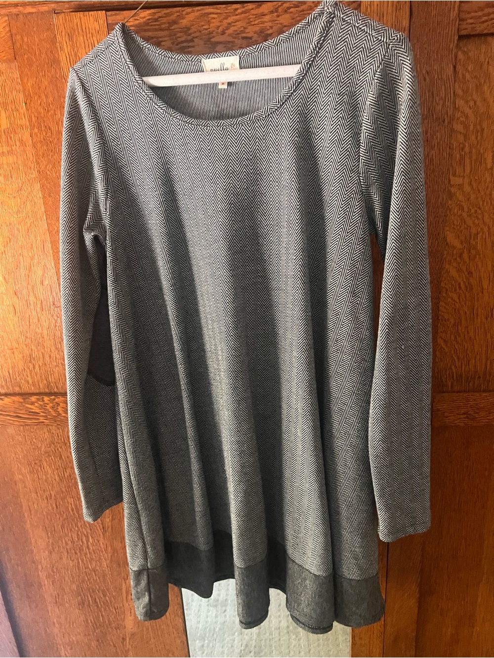 Ella Gray Herringbone Scoop-Neck Mini Dress